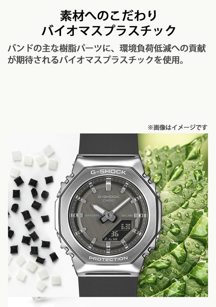 Часы Металлические Экологичные Серебристый x Черный [Casio] G-Shock Покрытые, Материал, GM-S2110-1A1JF, Женские,