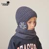 2153 Детский зимний комплект шапка и флисовый шарф - Вязаный шерстяной, Теплая защита ушей, Дизайн пуловера