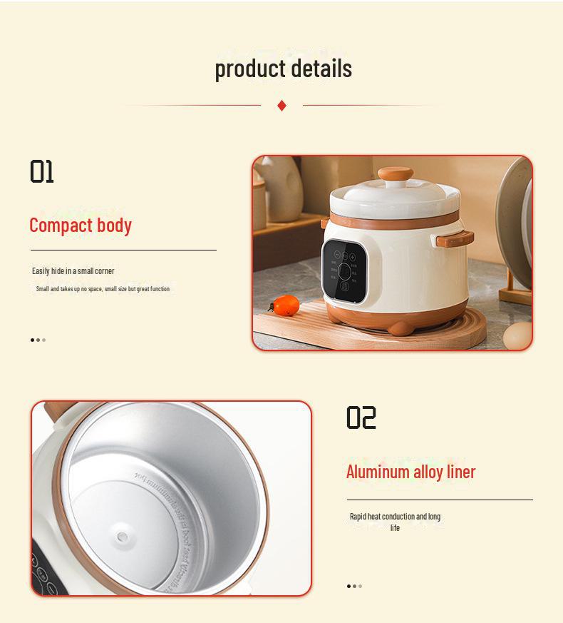 Многофункциональная электрическая кастрюля для каши и супа - керамическая мини с таймером и функцией записи на прием