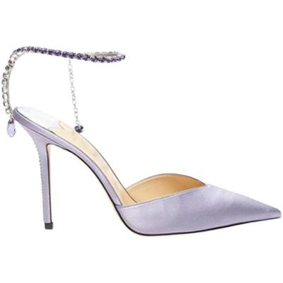 Новые сандалии со стразами и цепочкой, летние брендовые подиумные женские туфли на высоком каблуке 8,5 см, острый черный пикантный тонкий каблук, размер 34-42