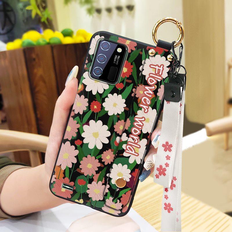 Phone Holder Kickstand Phone Case For Oukitel C25 Dirt-resistant Fashion Design Waterproof Wrist Strap Oil Painting Ring