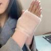 Женские перчатки без пальцев Теплые Роскошные Однотонные Белые Плюшевые Вязаные Митенки на Запястье Для Письма Мягкие Зимние Перчатки с Половиной Пальца