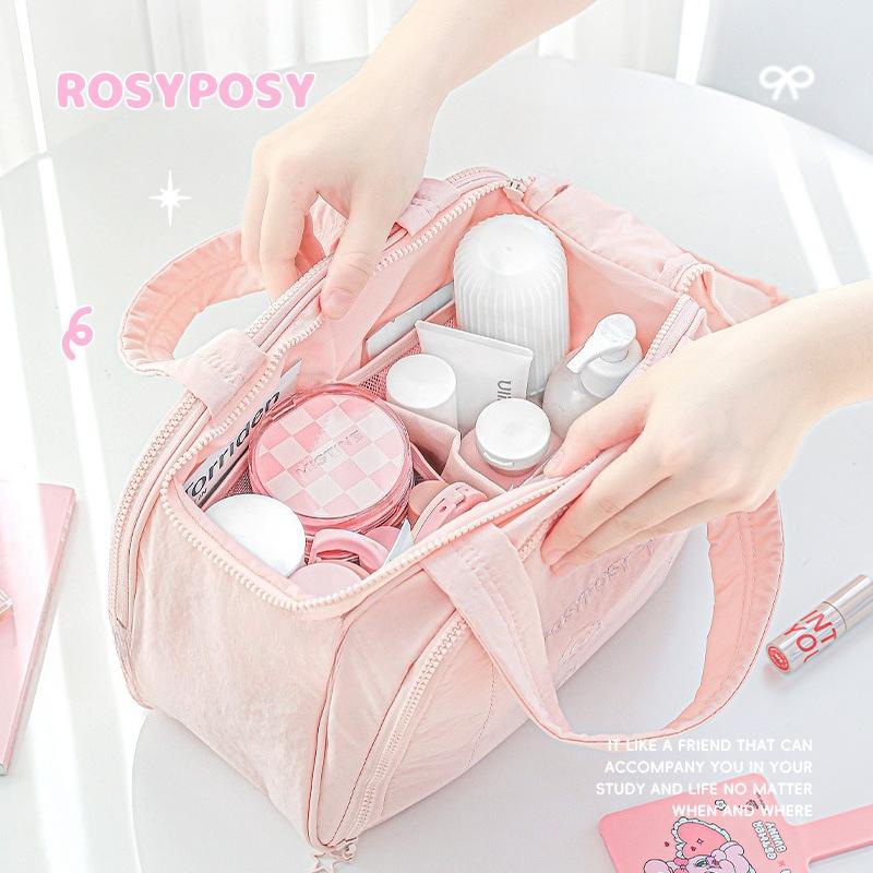 RosyPosy Soft So soft large capacity cosmetic bag, multi-function travel toilet bag partition storage bag
