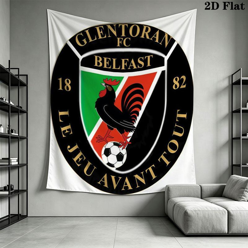 Glentoran Heart Wall Hanging Printed Fabric Blanket Decorative Tapestries for Bedroom Living Room Home Decor