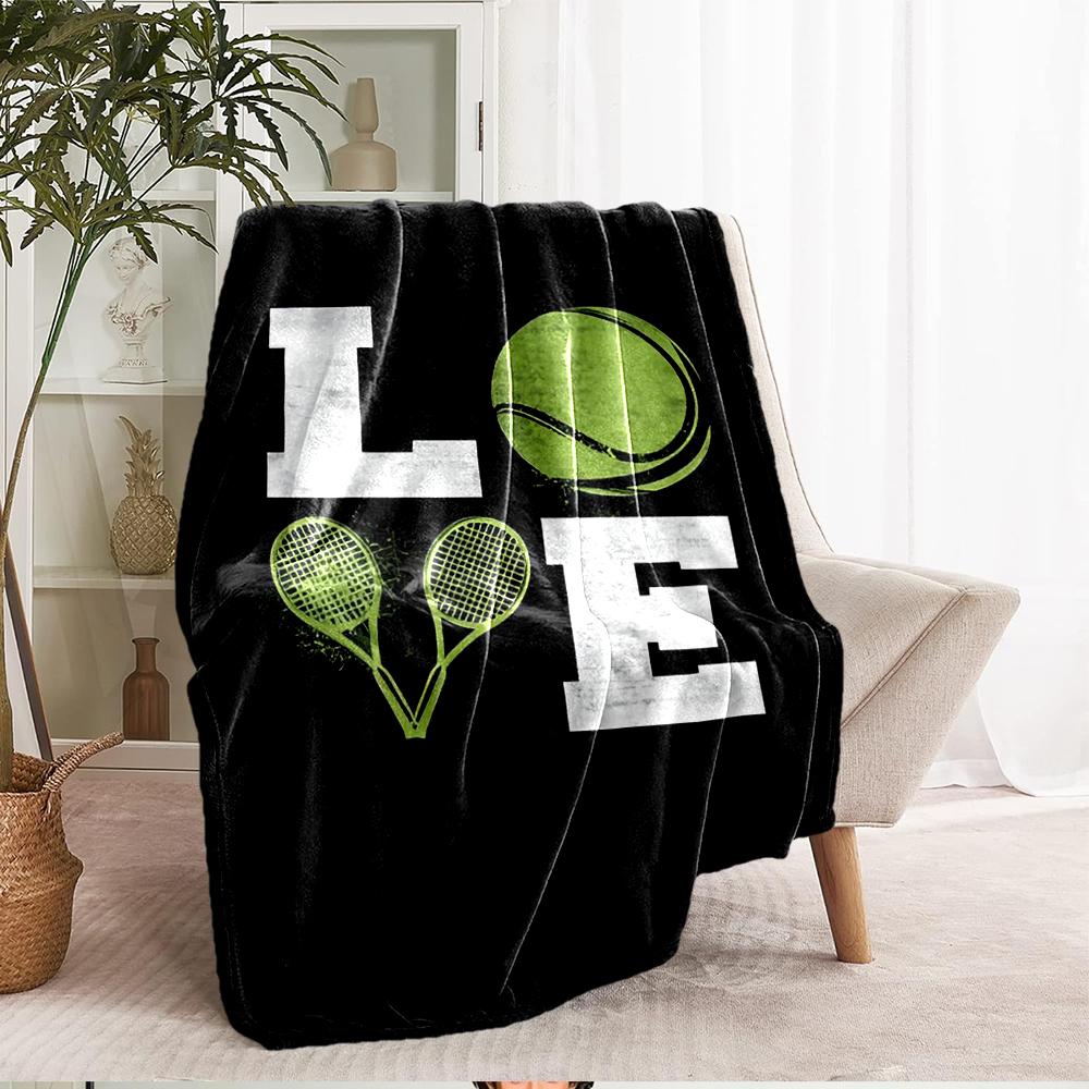 tennis Theme Printed Blanket - Perfect for Couch, Bed, Travel & Outdoor Use | Machine Washable, Cozy & Durable.