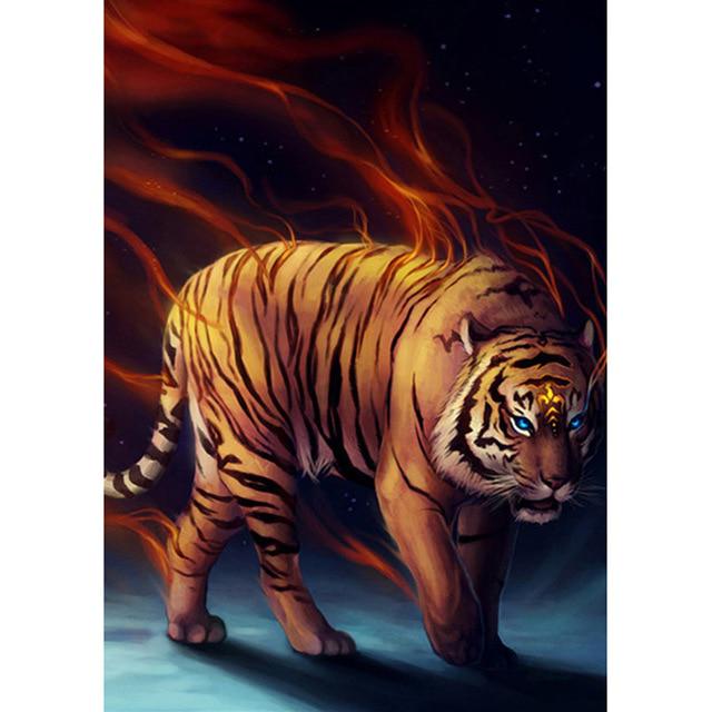 DIY 5D Алмазная картина Тигр Полный круглый Мозаика Алмазная вышивка Горный хрусталь Картина Декор Главная