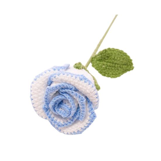 Вязаный крючком цветок розы ручной работы, вязаный букет роз с листьями, День святого Валентина, годовщина, день рождения, искусственная роза, подарок для женщины, учителя, мамы, подруги