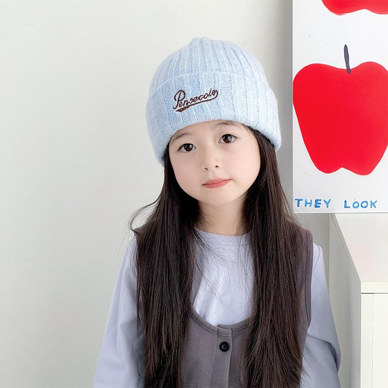 Новая детская шерстяная вязаная шапка в корейском стиле, простая шерстяная шапка с вышивкой английскими буквами для мальчиков и девочек, шапка-баотоу с защитой ушей