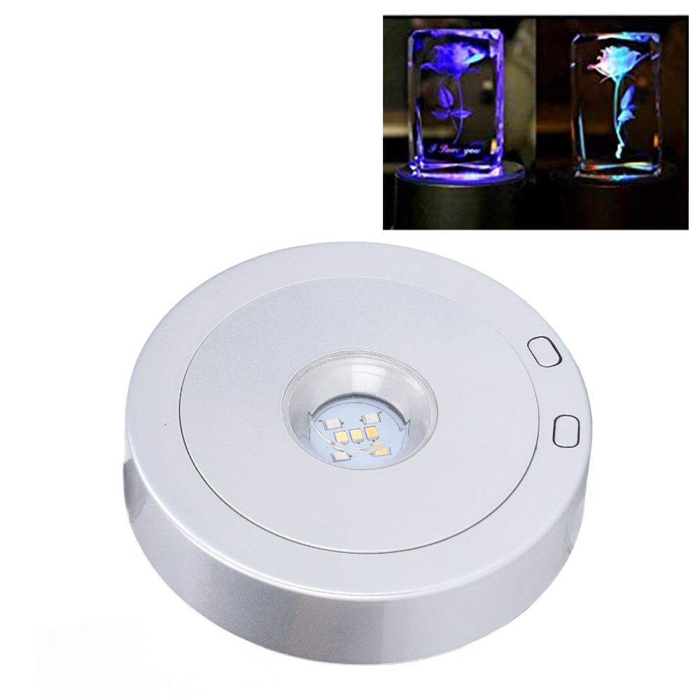 Colorful Light Rotating Display Stand USB or Battery Powered Crystal Display Base Stand  Bottle