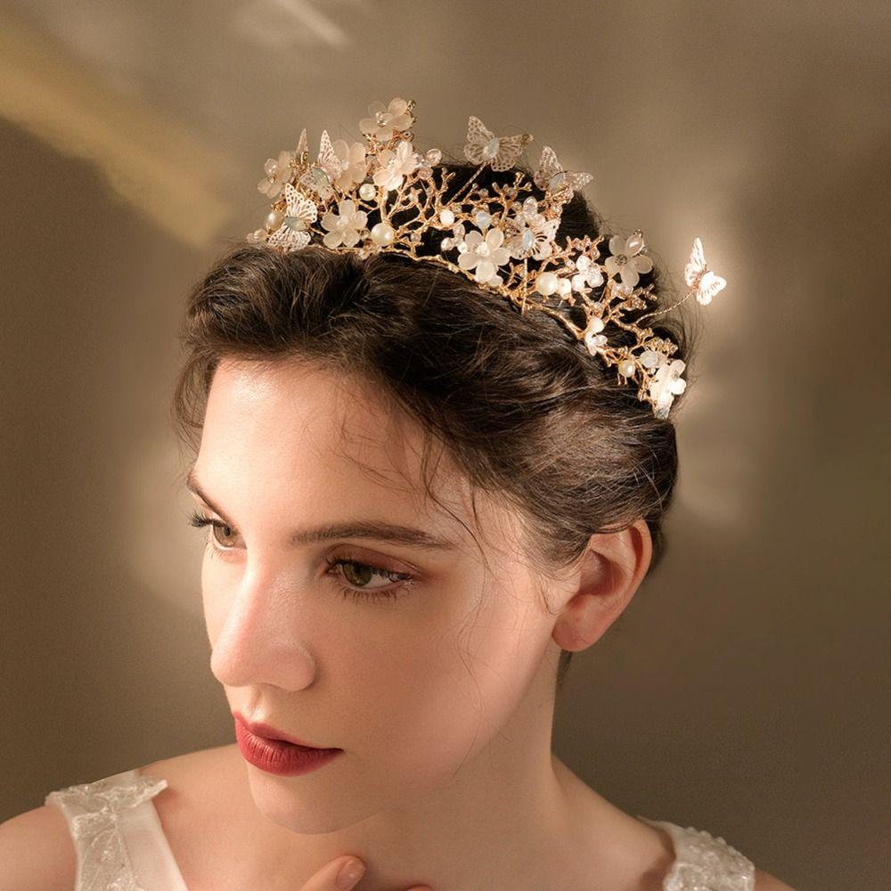Gift Wedding Hair Headband Bride Tiaras Butterfly Hairband Hair Jewelry Baroque Rhinestone Crown Crystal
