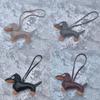 Classic Cute Leather Puppy Dog Keychain Pendant Lovely Dachshund Bag Charm Phone Pendant Trinket Key Ring Accessories