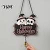 Festive Entrance Hanging Bell Halloween Cute Witch Hat Ghost Door Sign, Wooden Decoration, Decorative Skull Doorbell Pendants for Indoor Outdoor Home