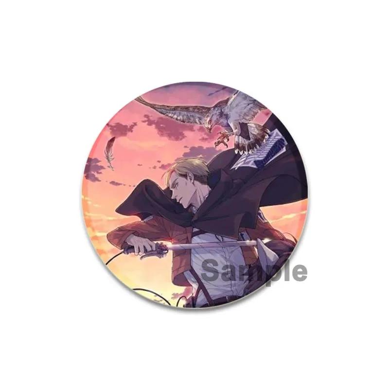 32/44/58 мм аниме Атака титанов Броши для ювелирных изделий Аксессуары Косплей Значок Мультфильм Подарочные рюкзаки Сумки Кнопки Значки Фанаты Коллекция
