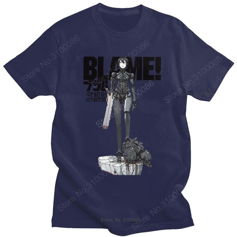 Blame 003 T Shirts Men's Cotton Hipster T-Shirt Sidonia Manga Heavy Industries Nihei Tsutomu Anime Tshirt Short Sleeve Tee Top
