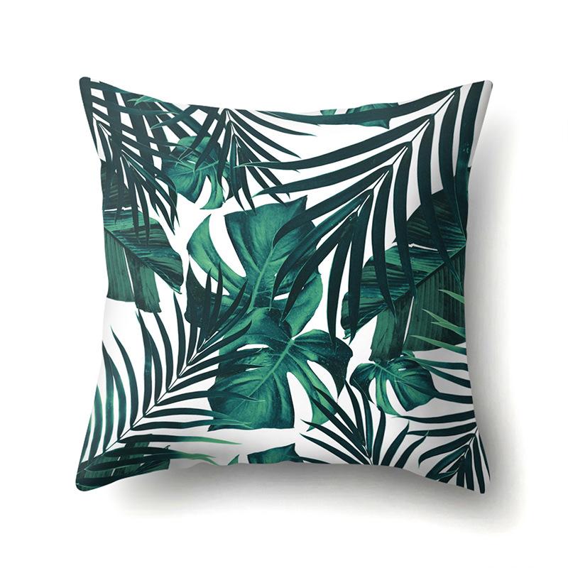 Polyester Pillow Case Nordic Ins Style Plant Flower Print Peach Leather Velvet Cushion Cover Car Waist Cushion Cover