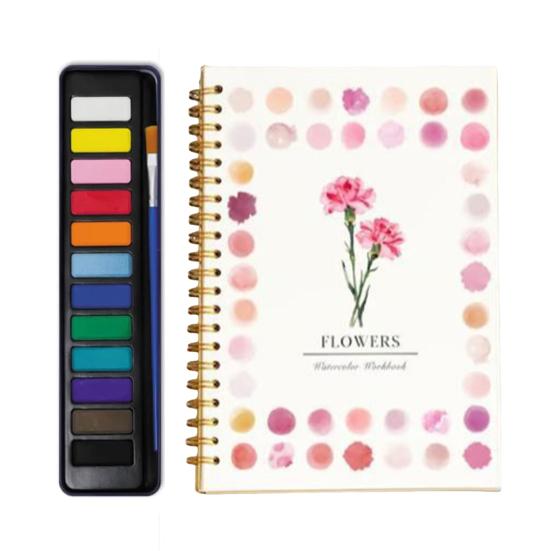 Рабочая тетрадь с 12 цветами пигмента, пошаговое руководство по рисованию животных и цветов