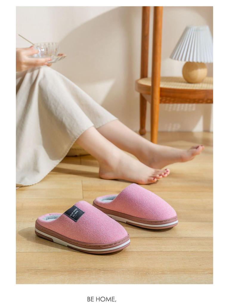 Мужские домашние хлопковые тапочки на толстой подошве с нескользящим покрытием - Осень/Зима 2025 Теплый плюшевый дизайн