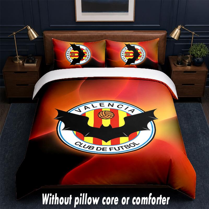 Valencia FC Design Bed Bedding Set 1 Duvet Cover + 2 Pillowcases Soft Breathable Household Bed Linens