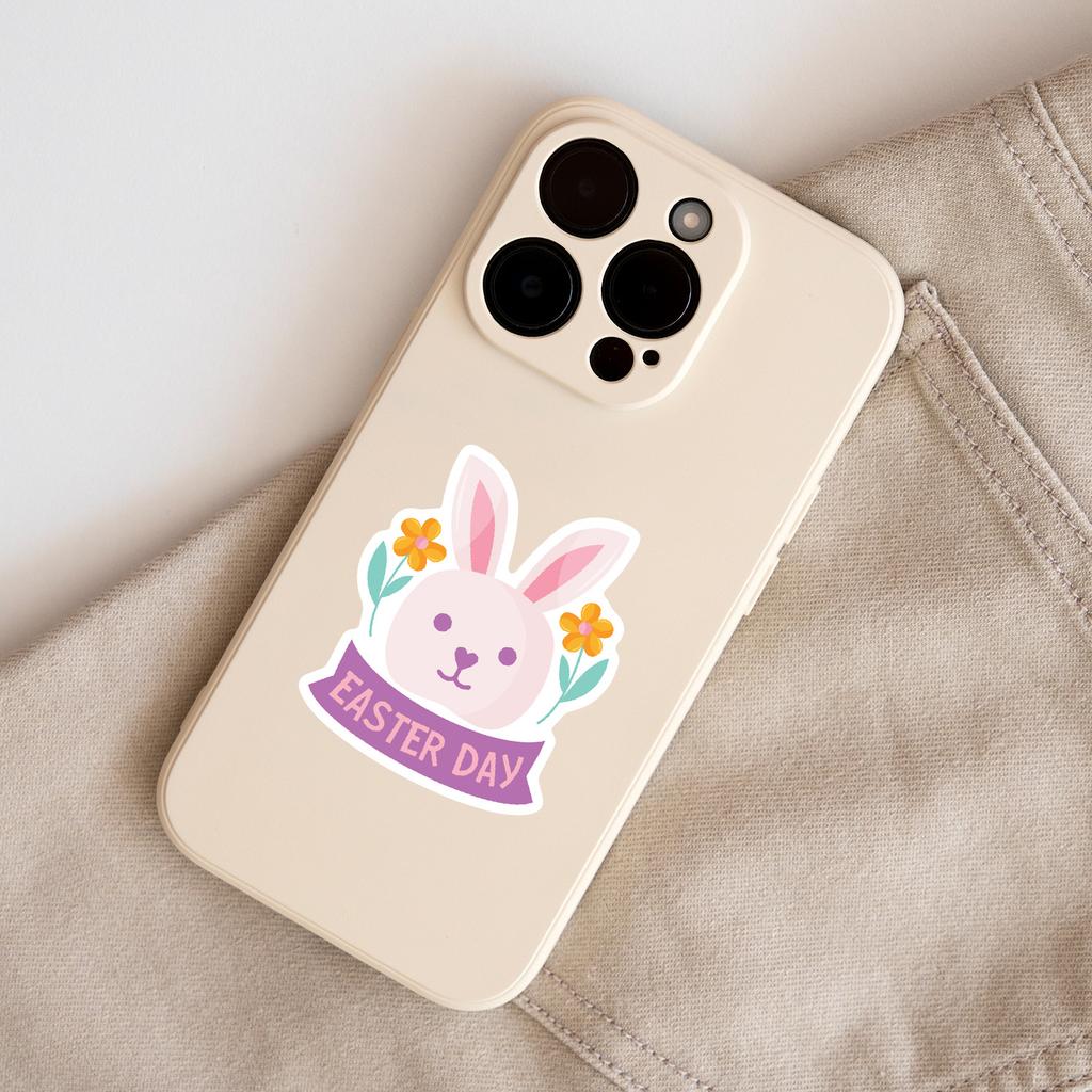 50 Easter Bunny Doodle Stickers Creative Holiday Stickers Water Cup Computer Waterproof Decorative Stickers