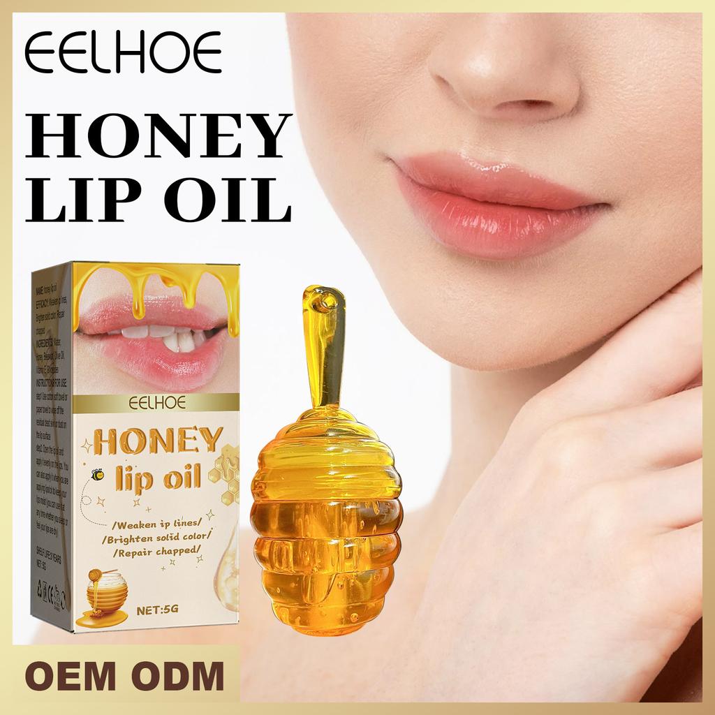 EELHOE Lovely Honey Pot Lip Oil Fresh Fruit Lip Balm Long Lasting Moisturizing Clear Lip Oil Liquid Lipstick Lip Gloss Makeup Cosmetics