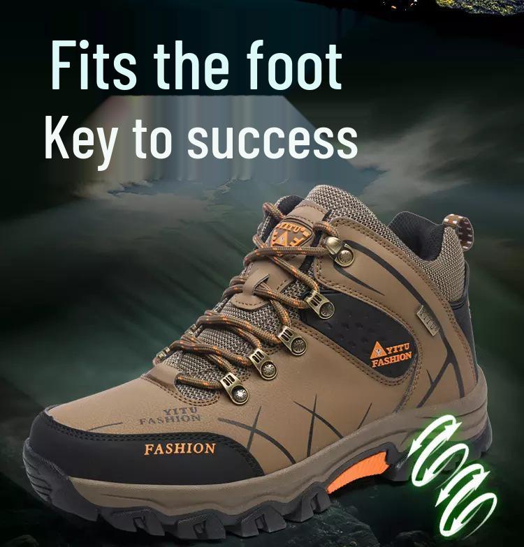 Мужские водонепроницаемые кожаные походные ботинки - Утепленные, средней высоты, морозостойкие для осени и зимы