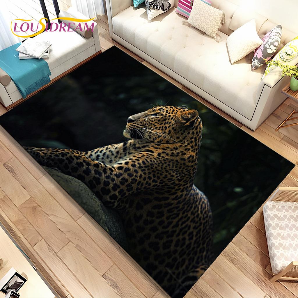 Animal Leopard Cheetah Cartoon Beast Area Rug,Carpet for Home Living Room Bedroom Sofa Doormat Kitchen Decor,Non-slip Floor Mat