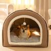 Dog Cave 2 In 1 Detachable Covered Cat Bed with Ball Pendant Cat Hideaway House, Warm Washable Cozy Dog Beds for Large Dogs