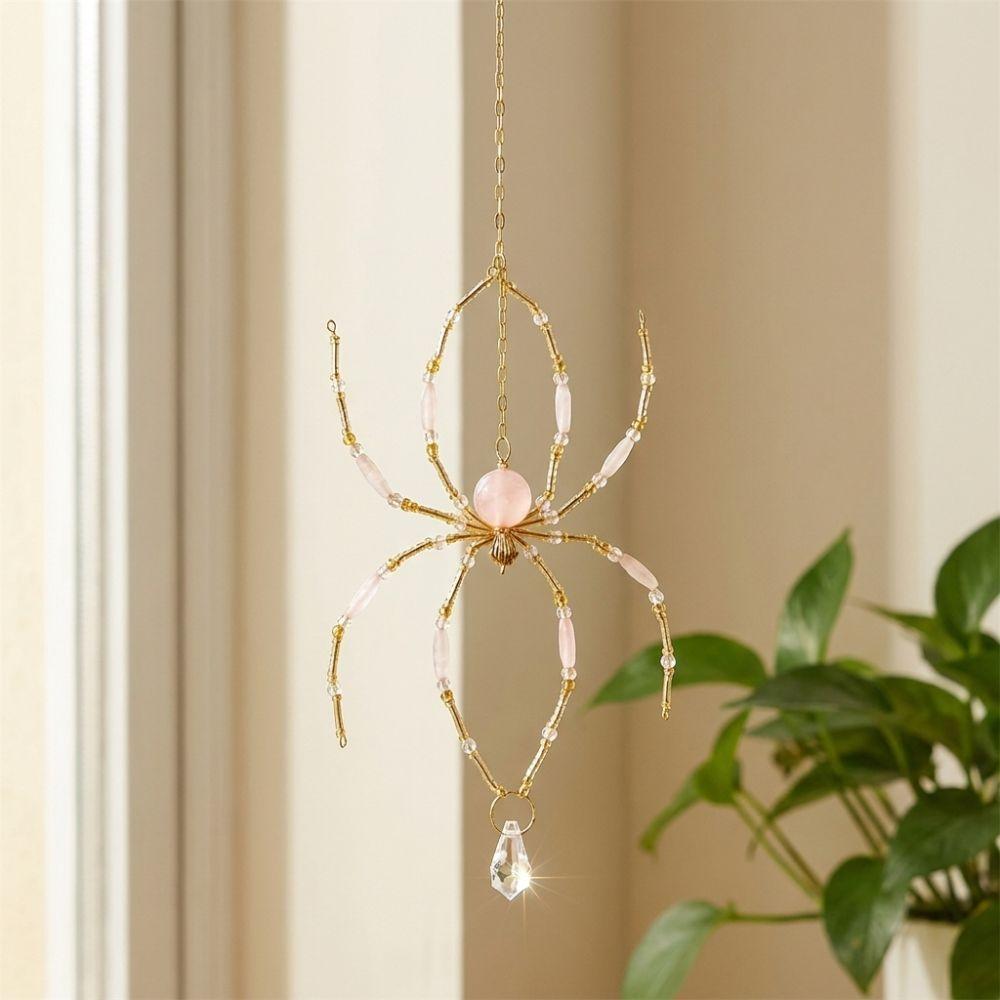 Beaded Wire Crystal Spider Sun Catcher Eight-Leg Spider Shape Garden Spider Pendant Outdoor Garden