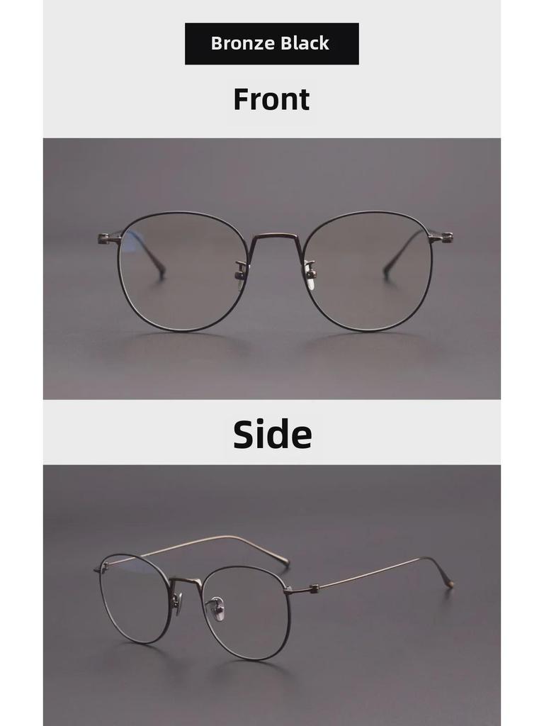 80856 Сверхлегкая круглая оправа для очков из чистого титана — универсальный двухцветный дизайн для мужчин и женщин, идеально подходит для крупных лиц