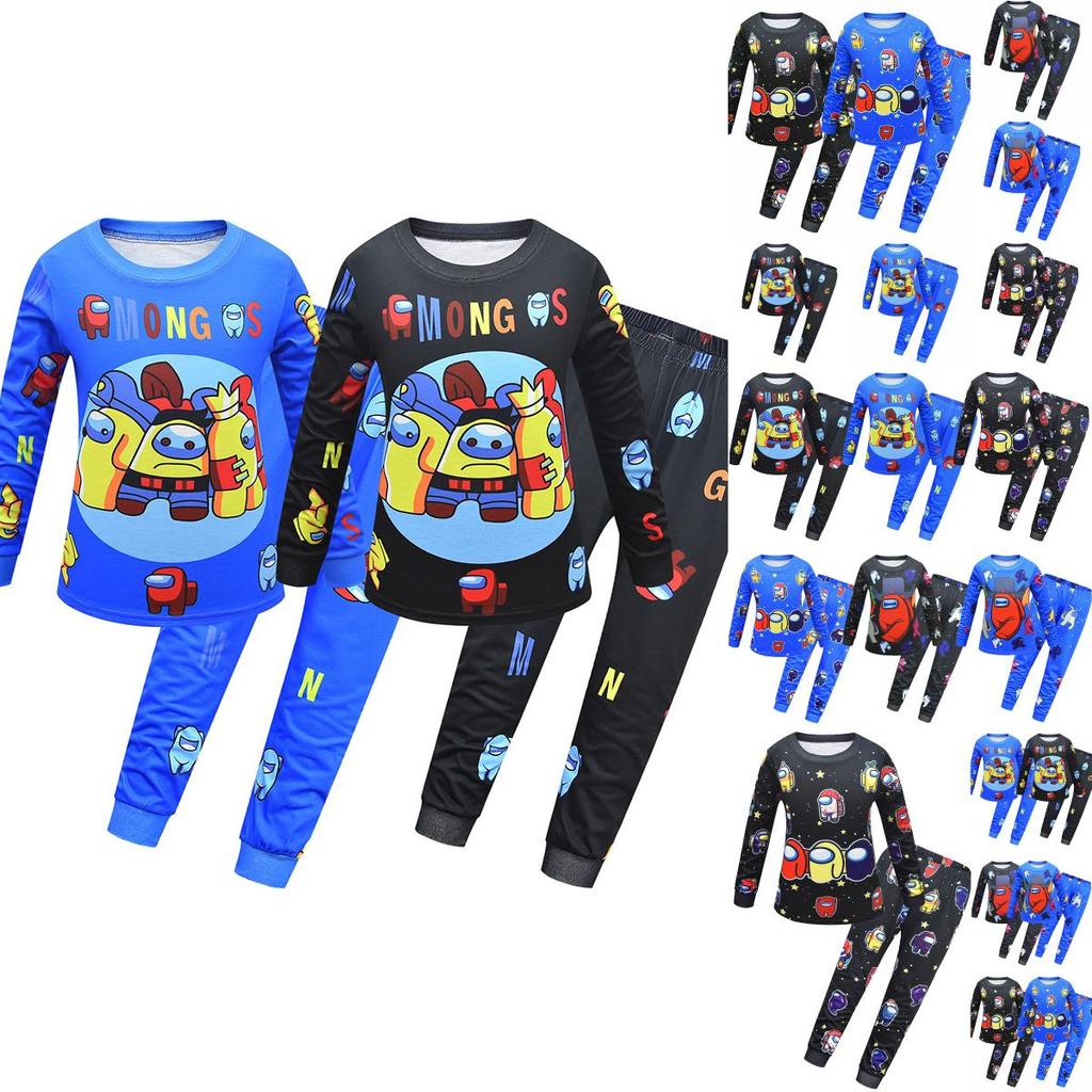 Пижамный комплект с длинным рукавом для детей Among Us, мягкая дышащая ночная одежда