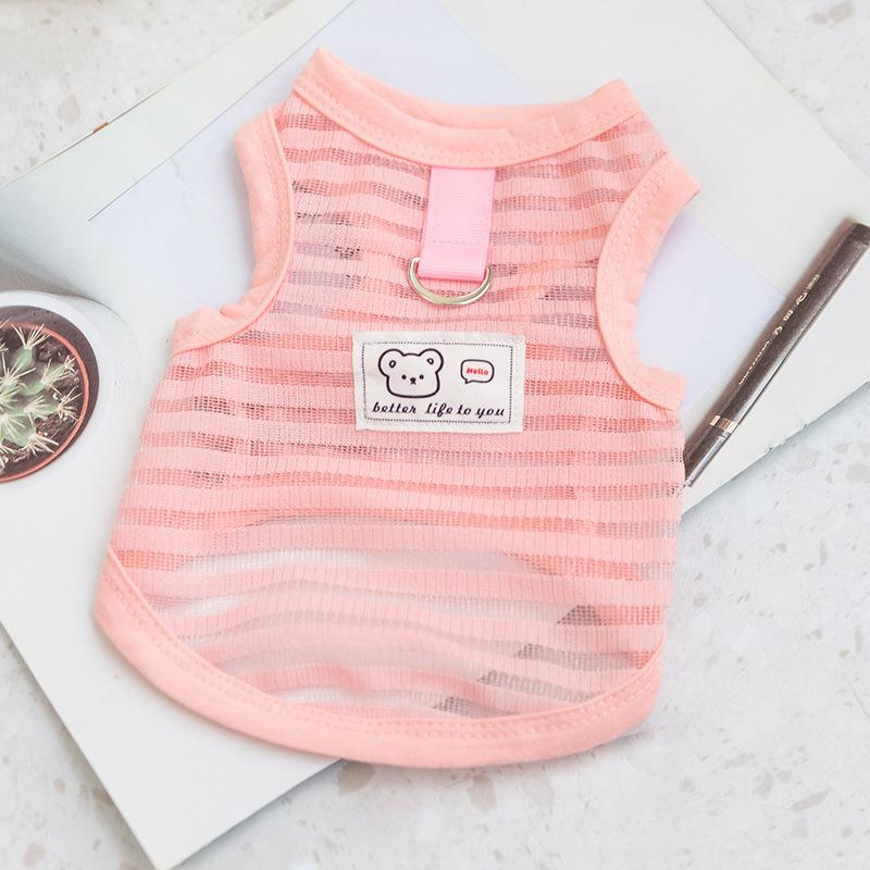 Весенне-летняя дышащая легкая ажурная жилетка для собак с медвежьим поводком и плюшевой собачкой, одежда для собак