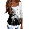 Women's T Shirt Tee Print 3/4 Sleeve Fake Two Pieces Daily Weekend Fashion Basic Regular Top