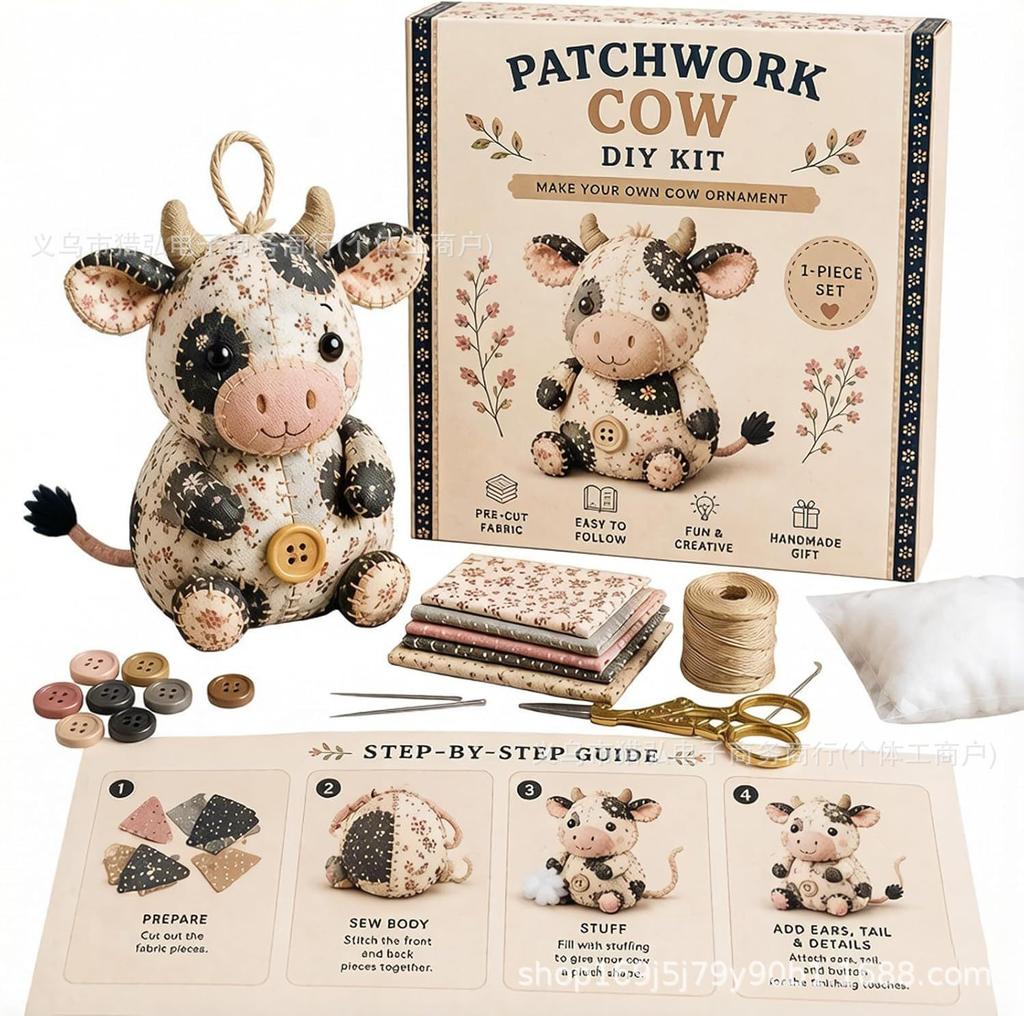 DIY Sewing Kit Stuffed Animal Craft Patchwork Mouse Plush Toy Making Set Handmade Educational Gift for Kids Adults