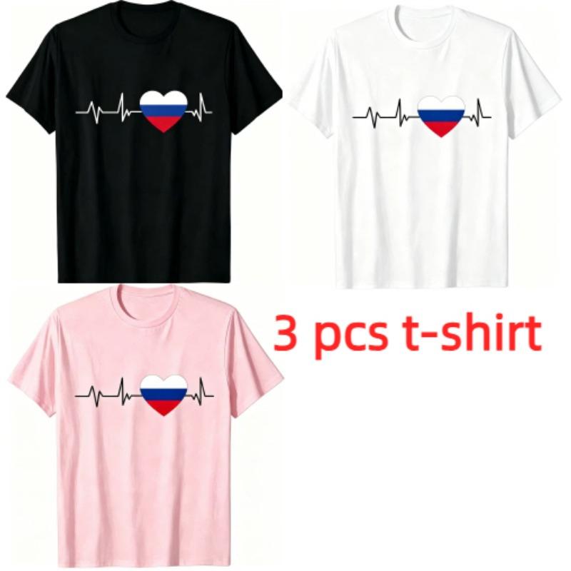 I Love Russia Pattern Print Kids T-shirt Summer Girls Boys Casual Fashion Tops Kids O-Neck Short Sleeve T-shirt Clothing