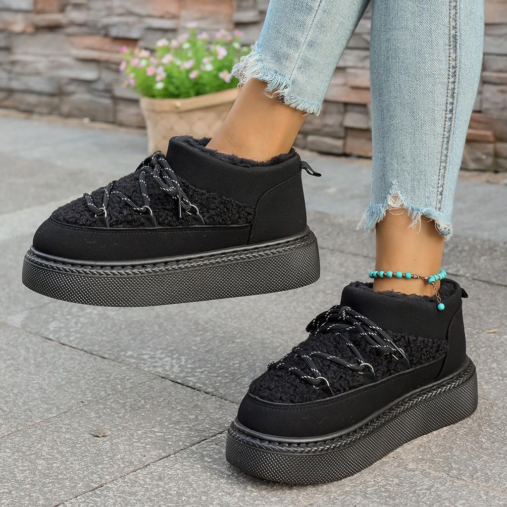 Foreign Trade Large Size Snow Boots Women's 2025 New Autumn and Winter Piled Thickened Warm Casual Muffin Platform Cotton Shoes