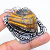 Natural Tiger Eye Gemstone Handmade 925 Sterling Silver Pendant 2.36" e1q48