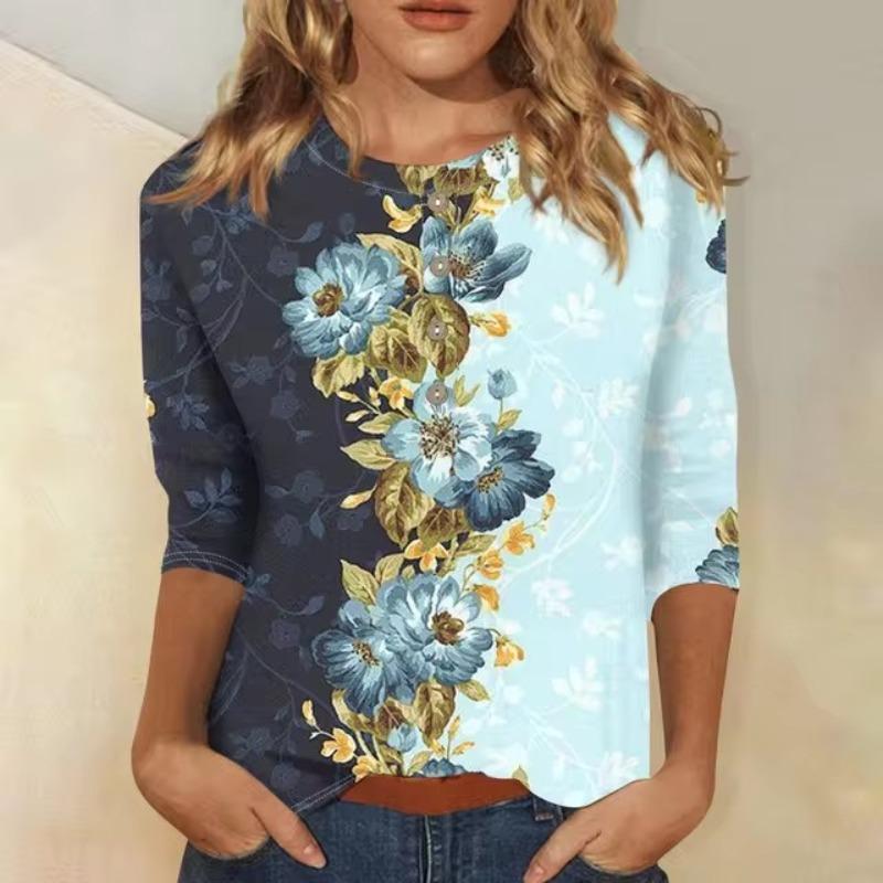 Women'S T-Shirts 3D Printing Fashion Casual Round Neck Clothing Long Sleeve Loose Printed T-Shirt Ladies Top