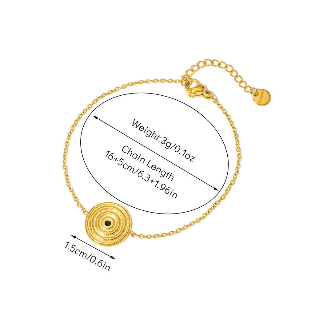 Браслет из титановой стали в стиле ретро-дворца с покрытием из 18-каратного золота и натуральным изумрудом для женщин