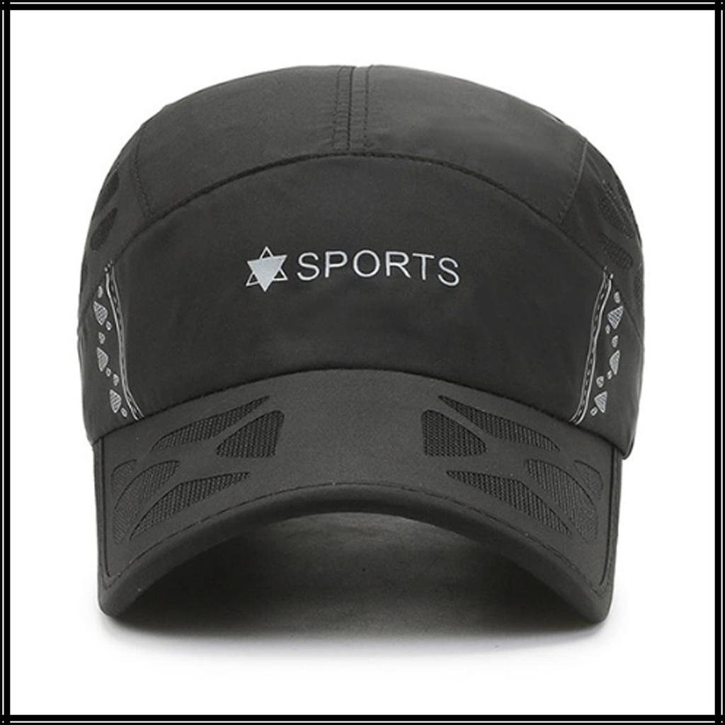 Mesh Cap SPORTS Logo Hat Sports Running Lightweight Quick Drying CA510 [White Fang] Men's Women's (Navy)
