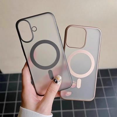 Подходит для iPhone16 Матовый чехол для телефона с магнитной адсорбцией Эксимерный Apple 15 ProMax Ощущение кожи 14 Чехол для защиты от падений