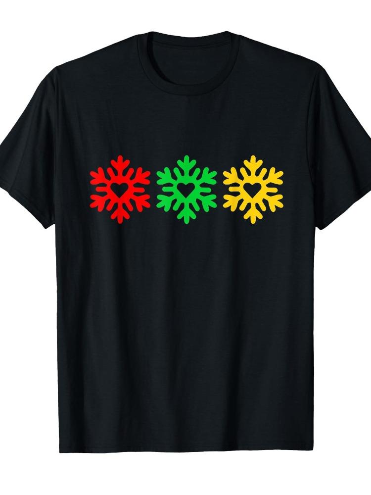 Snowflake Christmas Womens TShirt Soft Crew Neck Short Sleeve Snowflake Print Casual Street Style Holiday Party Everyday Wear