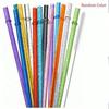 12pcs Reusable Sparkle Plastic Straws With Cleaning Brush, Rigid Non-Tipping Drinking Straws,for Tumbler Bar Home Party
