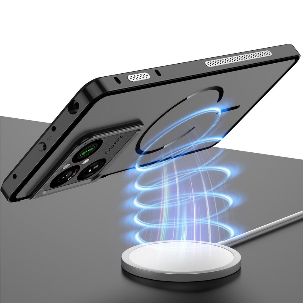 Case For Sony Xperia 1 VIII Aluminium Alloy Metal Frame Bumper Frosted Acrylic Magsafe Wireless Charging Cover