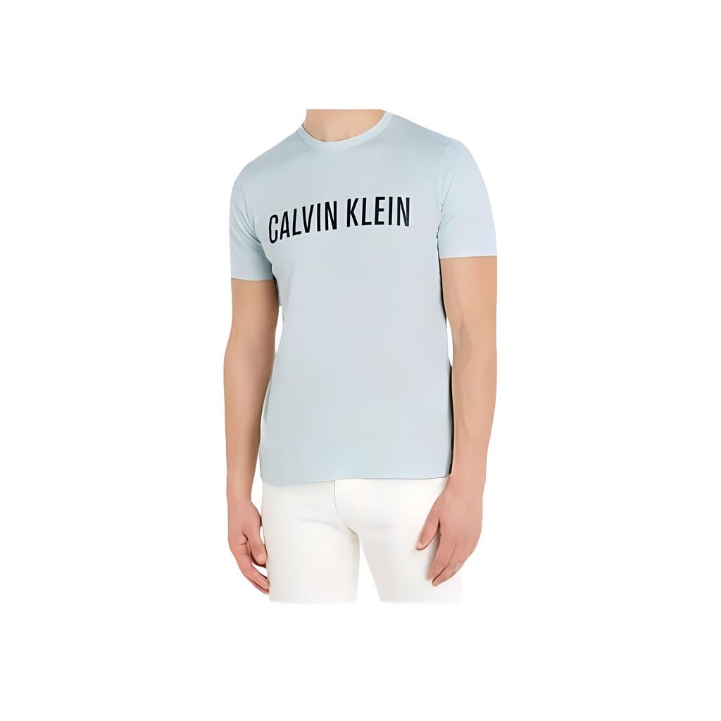 Calvin Klein Однотонная футболка с круглым вырезом и коротким рукавом с буквенным принтом, мужские топы светло-зеленого цвета 000NM1959E-94P