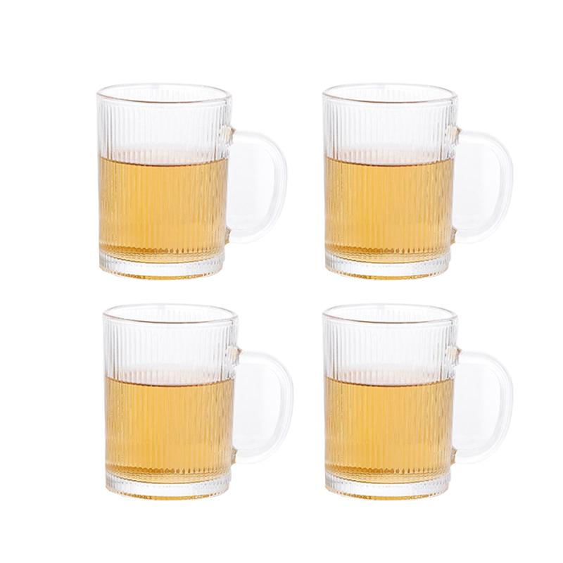 330 мл посуда для питья бытовая прозрачная 4 шт. набор пшеничный пивной бокал вертикальная полосатая стеклянная чашка термостойкая кружка для воды с ручкой