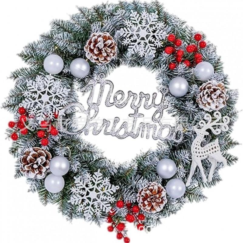 Christmas Decorations Set: LED String Lights Red Poinsettia Flowers Wreath Door Hanging Home Festive Interior