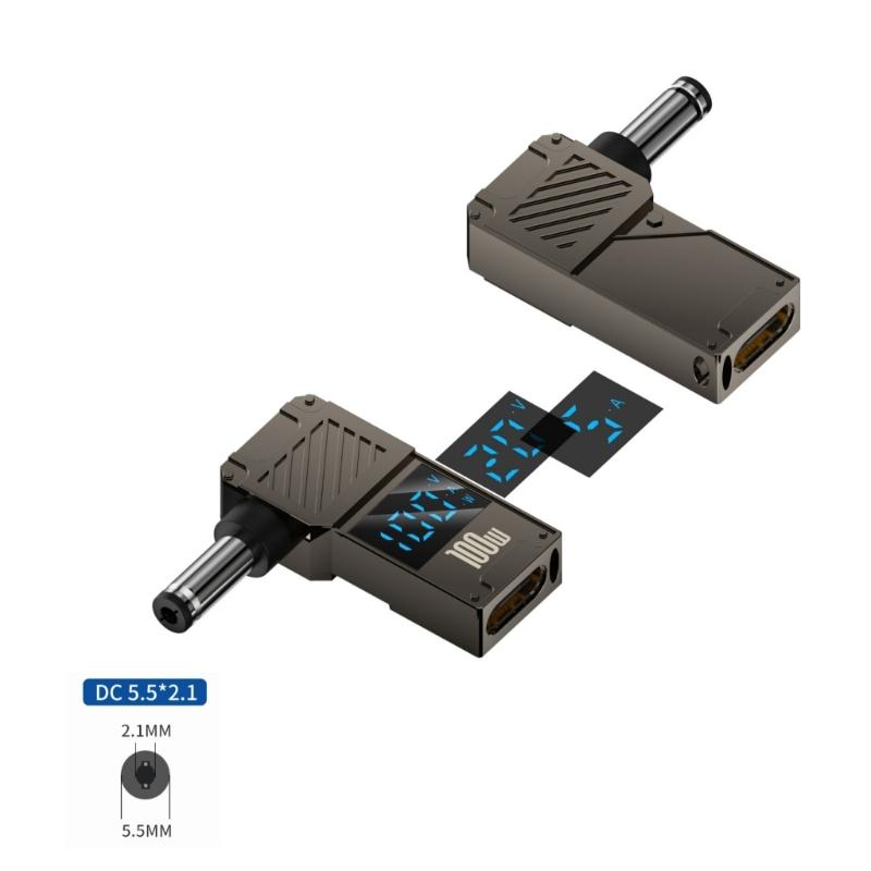 USB C к постоянному току 100 Вт PD Разъем Type C «мама» к «папа» с цифровым дисплеем для мониторов Напряжения Ток Мощность