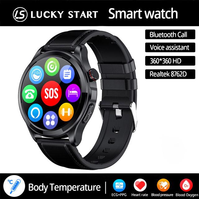 2024 AMOLED Новые ЭКГ+ППГ SOS экстренный вызов Смарт-часы Bluetooth вызов Монитор здоровья Часы сердечного ритма артериального давления Спортивные Смарт-часы для мужчин