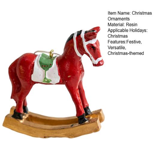 Christmas Hanging Horse Figurines Resin Rocking White Horse Ornament Eye-catching Festive Atmosphere Decorations