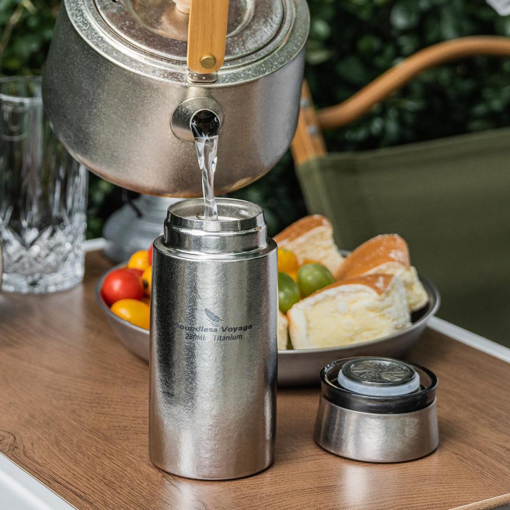 Бутылка Boundless Voyage Titanium, бутылка для воды, термос, 280 мл, двухстенная, с вакуумной изоляцией, с ситечком для чая, кружка, бутылка из чистого титана